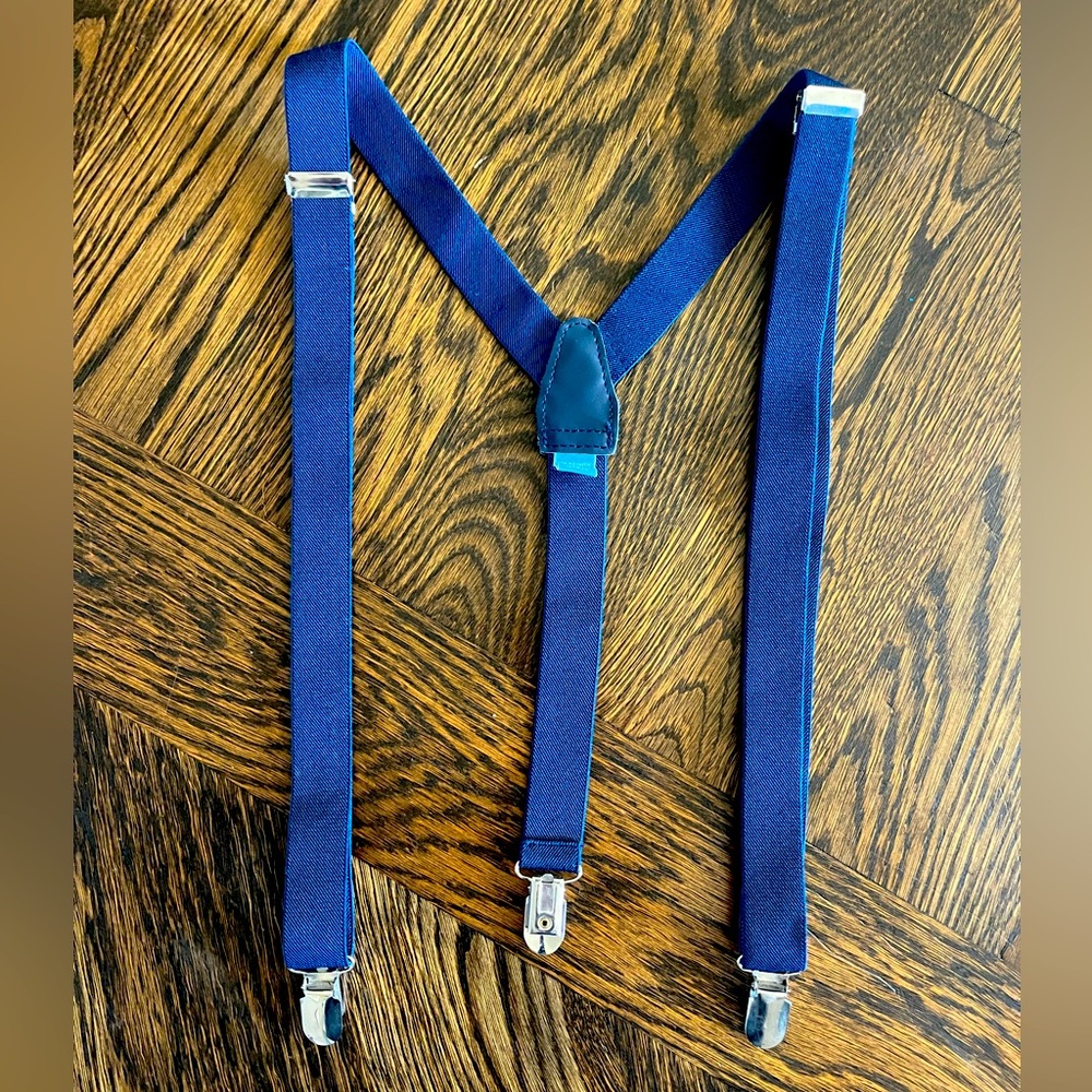 Kids boys suspenders navy blue elastic